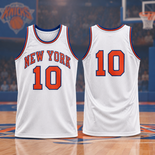 Custom Printed Walt Frazier New York Knicks Hardwood Classics Basketball Jersey