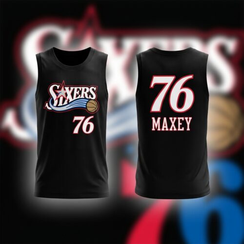 Men's Philadelphia 76ers Tyrese Maxey Hardwood Classics Black Printed Basketball Jersey