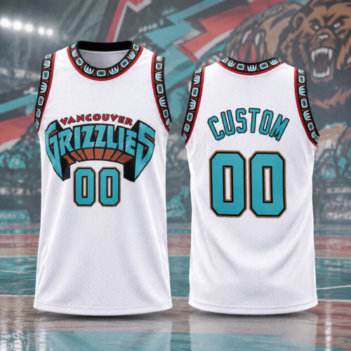 Custom Printed Memphis Grizzlies #00 White Hardwood Classics Basketball Jersey