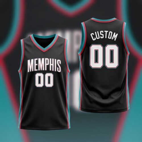 Custom Printed Memphis Grizzlies 20th Season Classic Black Basketball Jersey