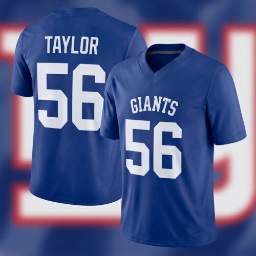 Custom Printed New York Giants #56 Lawrence Taylor Royal Blue Football Jersey