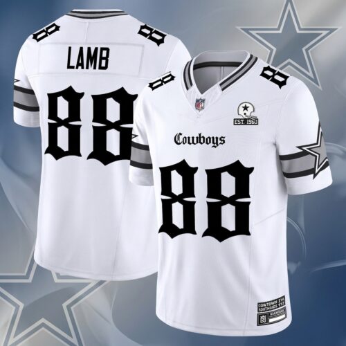 Dallas Cowboys Gothic Lone Star Edition All-Over Print Football Jersey - White