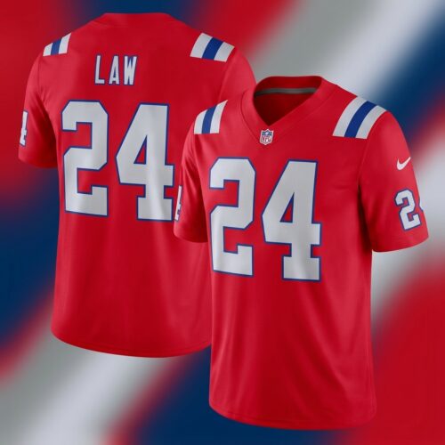New England Patriots Ty Law Printed Red Alternate Game Football Jersey