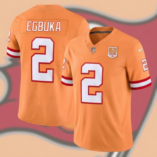 Men's Tampa Bay Buccaneers Throwback 50th Season Printed Football Jersey - Creamsicle Emeka Egbuka