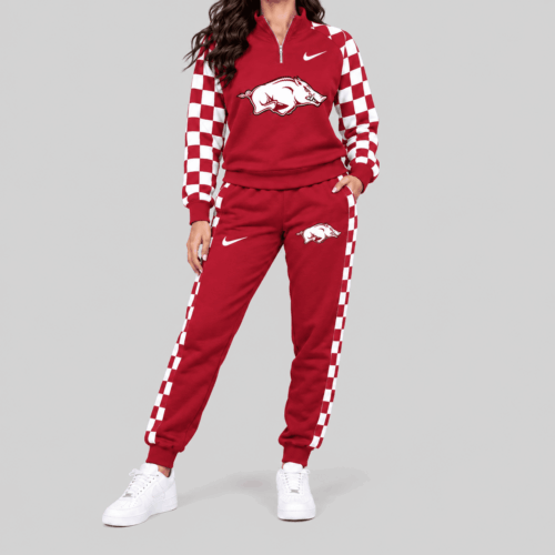 Arkansas Razorbacks | NCAA Checkerboard Sleeve Quarter Zip Set TD