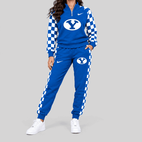 BYU Cougars | NCAA Checkerboard Sleeve Quarter Zip Set TD