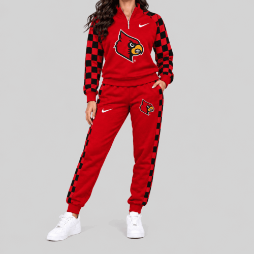 Louisville Cardinals | NCAA Checkerboard Sleeve Quarter Zip Set TD
