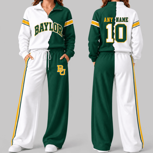 Baylor Bears | NCAA Split Color Quarter Zip Wide Leg Set TD