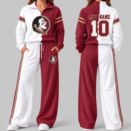 Florida State Seminoles | NCAA Split Color Quarter Zip Wide Leg Set TD