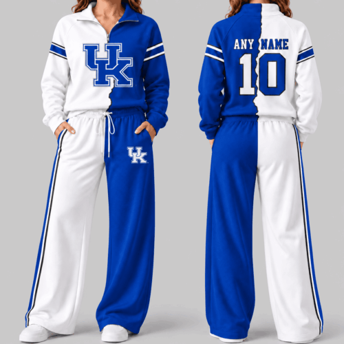 Kentucky Wildcats | NCAA Split Color Quarter Zip Wide Leg Set TD