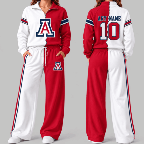 Arizona Wildcats | NCAA Split Color Quarter Zip Wide Leg Set TD