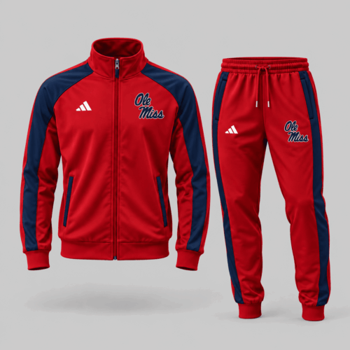 Ole Miss Rebels | NCAA Classic Stripe Track Jacket Jogger Set TD