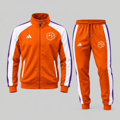 Clemson Tigers | NCAA Classic Stripe Track Jacket Jogger Set TD