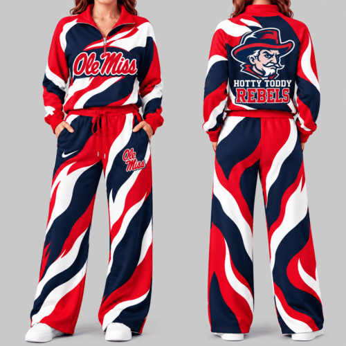 Ole Miss Rebels | NCAA Wave Pattern Mascot Quarter Zip Set TD
