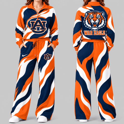 Auburn Tigers | NCAA Wave Pattern Mascot Quarter Zip Set TD