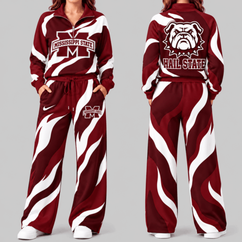 Mississippi State Bulldogs | NCAA Wave Pattern Mascot Quarter Zip Set TD