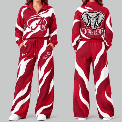 Alabama Crimson Tide | NCAA Wave Pattern Mascot Quarter Zip Set TD