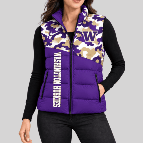 Washington Huskies | NCAA Camo Panel Puffer Vest TD