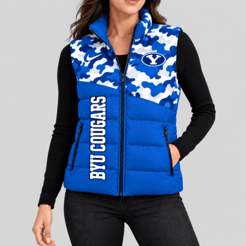 BYU Cougars | NCAA Camo Panel Puffer Vest TD