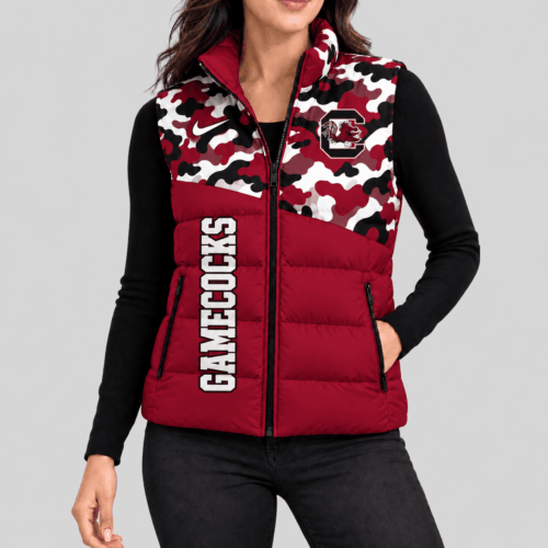 South Carolina Gamecocks | NCAA Camo Panel Puffer Vest TD