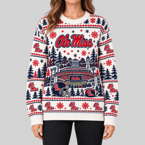 Ole Miss Rebels | NCAA Stadium Christmas Knit Sweater TD
