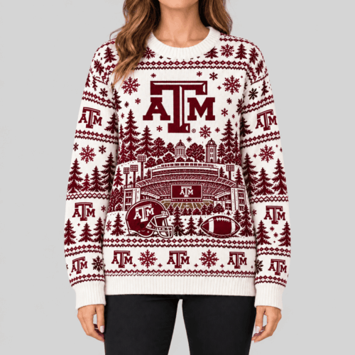 Texas A&M Aggies | NCAA Stadium Christmas Knit Sweater TD