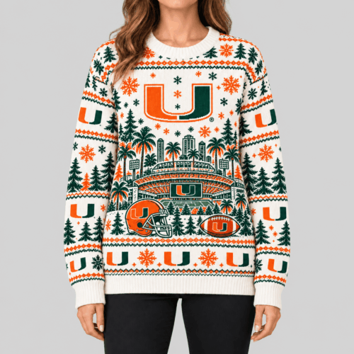 Miami Hurricanes | NCAA Stadium Christmas Knit Sweater TD