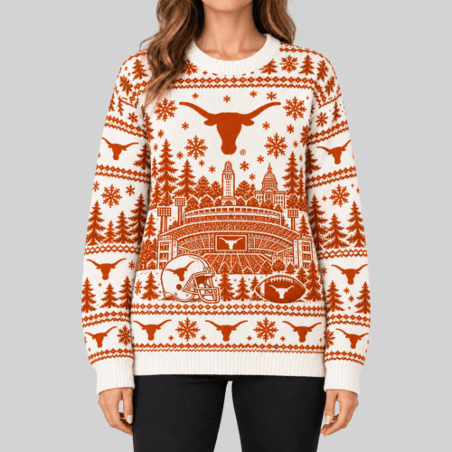 Texas Longhorns | NCAA Stadium Christmas Knit Sweater TD