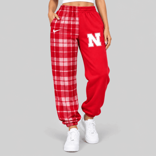 Nebraska Cornhuskers | NCAA Plaid Split Jogger Pants TD