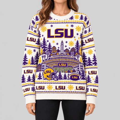 LSU Tigers | NCAA Stadium Christmas Knit Sweater TD