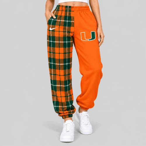 Miami Hurricanes | NCAA Plaid Split Jogger Pants TD