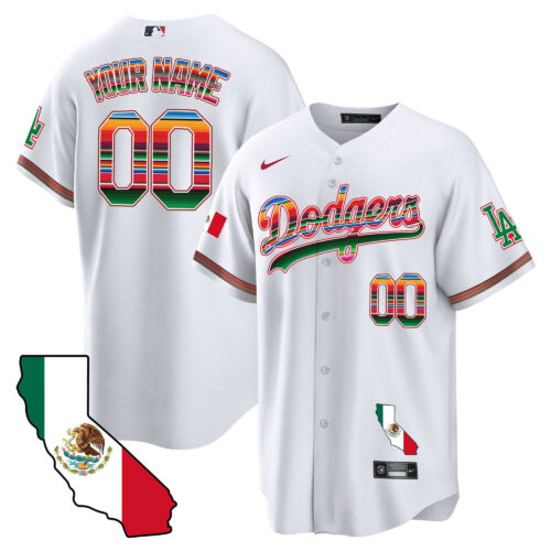 Los Angeles Dodgers Mexico California Map Custom Jersey