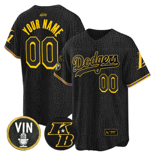 Los Angeles Dodgers Bryant & Vin Patch Cool Base Mamba Custom Jersey - All Stitched