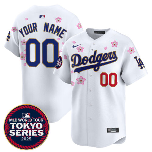 Los Angeles Dodgers Tokyo Series 2025 Gold Trim Vapor Premier Limited Custom Jersey - Stitched