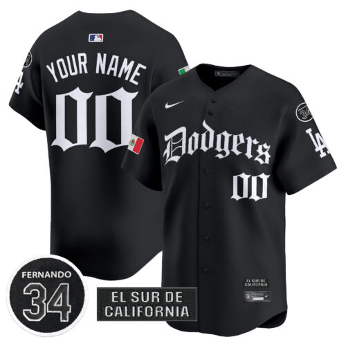 Los Angeles Dodgers Mexico 2025 LA Gothic Style Vapor Premier Limited Custom Jersey V2 - All Stitched