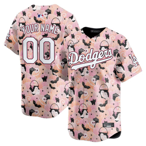 Los Angeles Dodgers Pastel Halloween Pumpkin Patch With Bats Vapor Premier Limited Custom Jersey - Printed