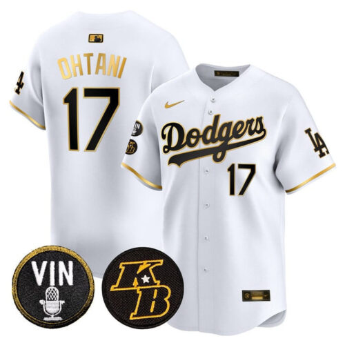 Men's Los Angeles Dodgers Vin & Kobe Patch Gold Trim Vapor Premier Limited Jersey