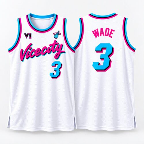 Miami Heat GTA VI Vice City Jersey #3 Wade Jersey Miami Heat Gift For Basketball